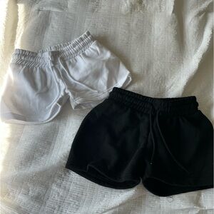 2 pair black and white sweatshorts